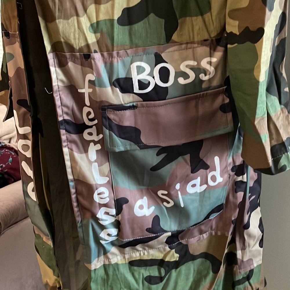 Camo Trench Duster Coat - Picture 3 of 4